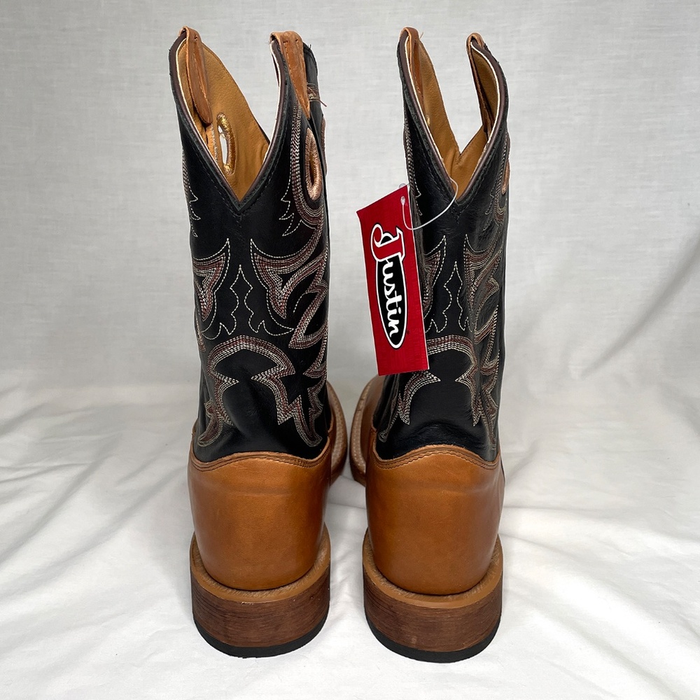 Justin Size 10 EE Caddo BENT RAIL Western SQUARE TOE Boot Copper Brown BR740 - Picture 12 of 12